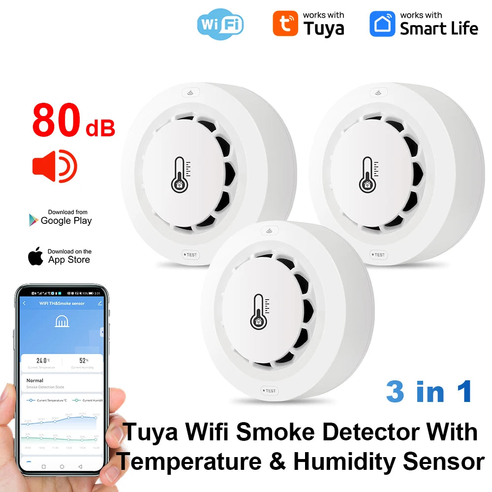 Tuya Smart WiFi & Bluetooth Smoke Detector with Temp & Humidity