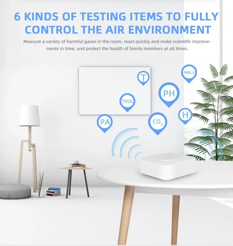 Tuya ZigBee 6-in-1 Smart Air Quality Monitor - Home Environment Detector