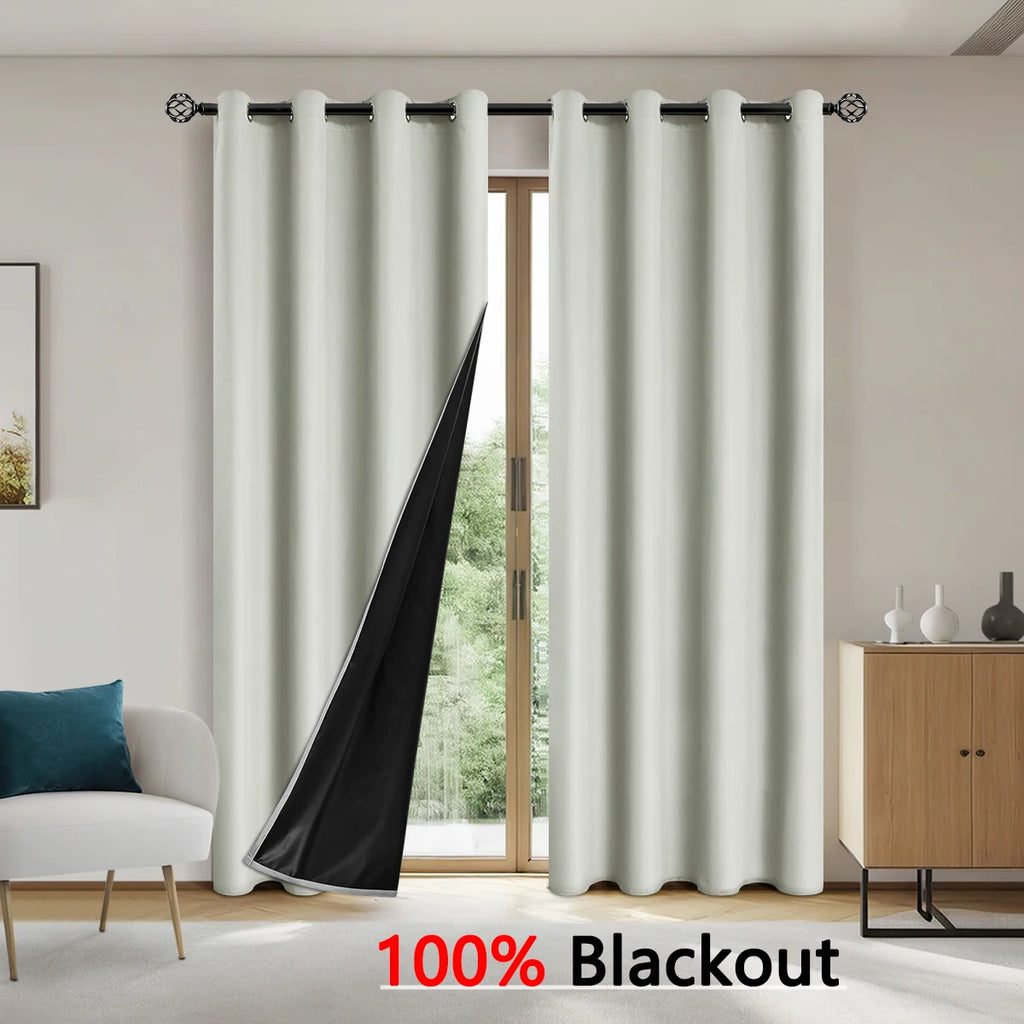 100% Blackout Curtains for Bedroom & Living Room - Full Shading & Sun Protection