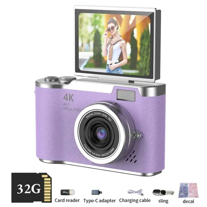 4K 48MP Digital Camera | Flip Screen & Anti-Shake