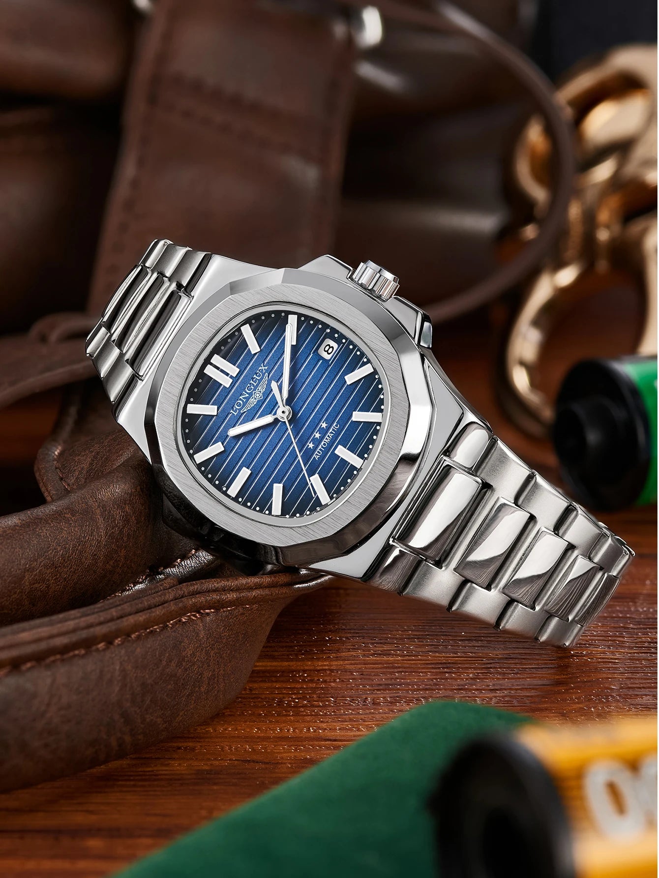 Vabena Men's Automatic Luxury Business Watch - Stainless Steel & Luminous