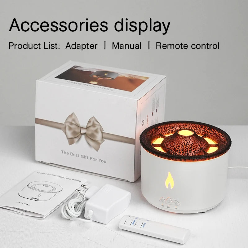 KINSCOTER Volcano Flame & Jellyfish Aroma Diffuser - 360ml Essential Oil Humidifier
