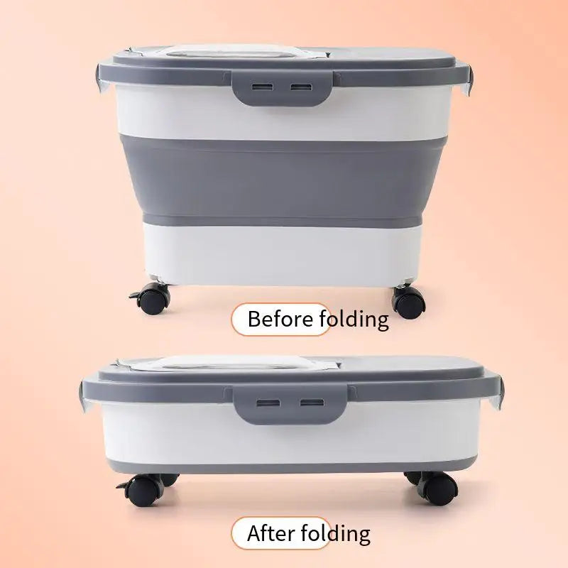 Airtight Collapsible Pet Food Storage Container - 13/33LB Dry Dog Cat Food Box
