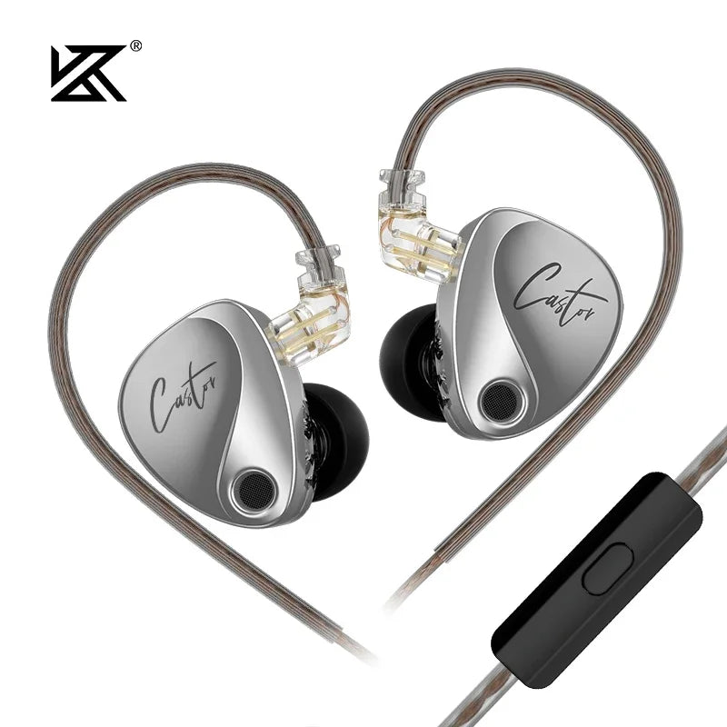 KZ Castor 2DD Dynamic In-Ear Earphones - High-End Tunable HiFi Bass Monitor Headphones
