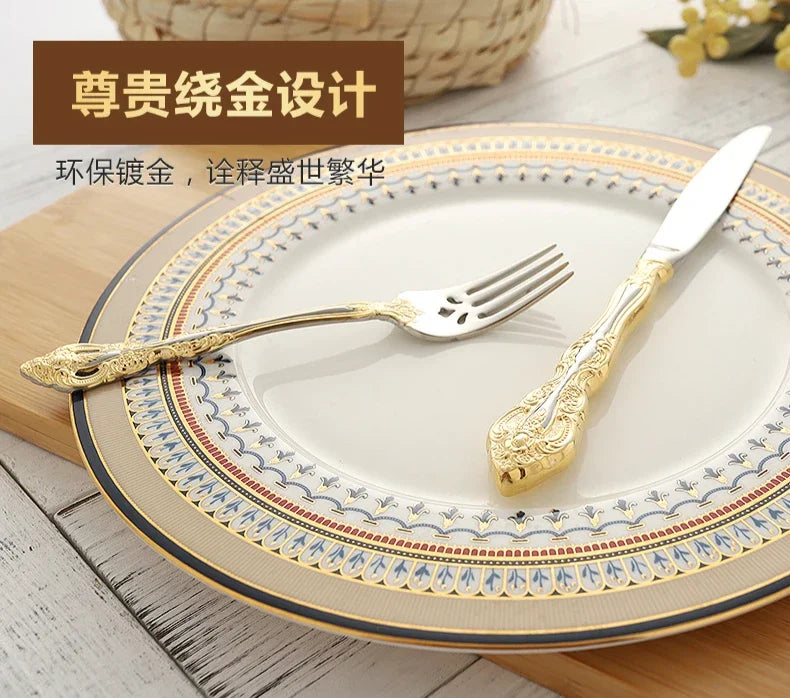 Vabena Retro Gold-Plated 304SS 5-Piece Cutlery Set