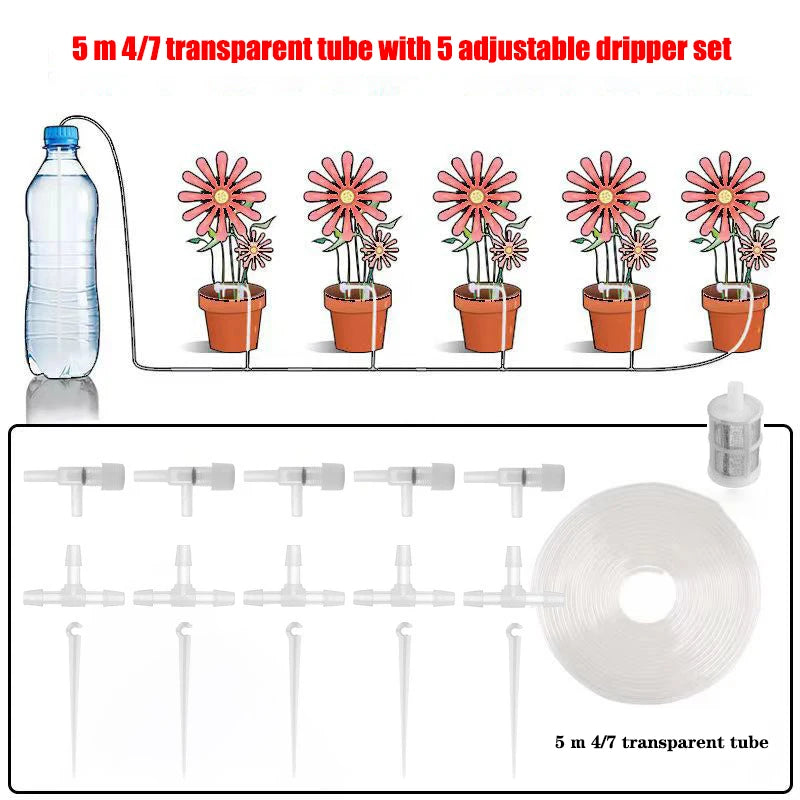 Garden Drip Irrigation Kit with Regulating Valve - Potted Plants & Greenhouse Watering System