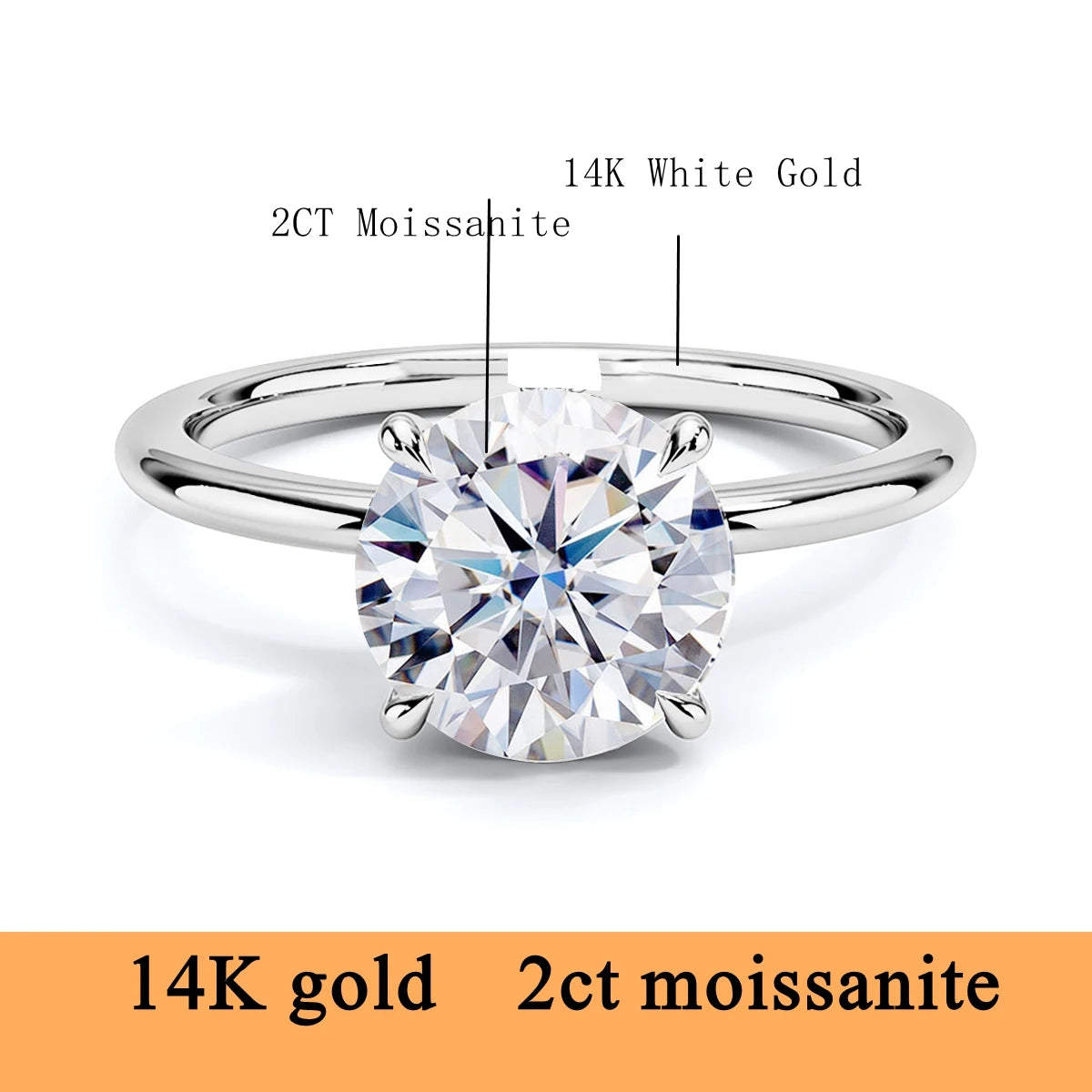 14K Gold Moissanite Engagement Ring for Women | Wedding Band