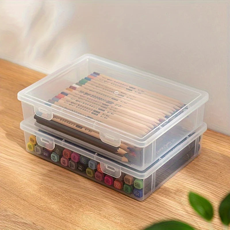 Large Transparent Pencil Case - Notebook & Marker Storage for School