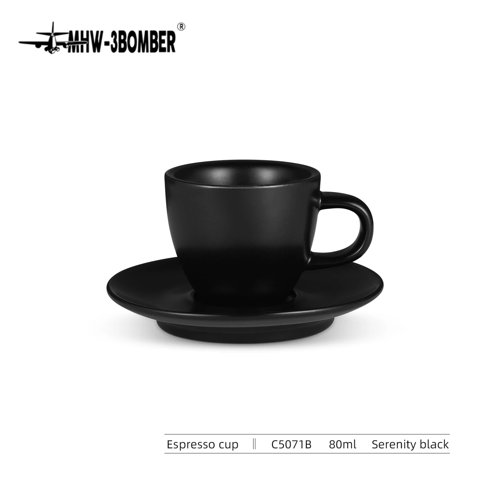 MHW-3BOMBER 80ml Ceramic Espresso Mug & Saucer for Latte Art