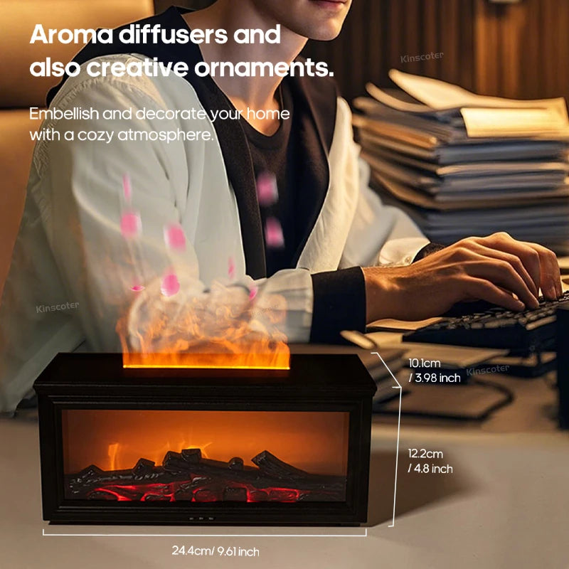 Simulated Fireplace Flame Diffuser & Humidifier with Essential Oils