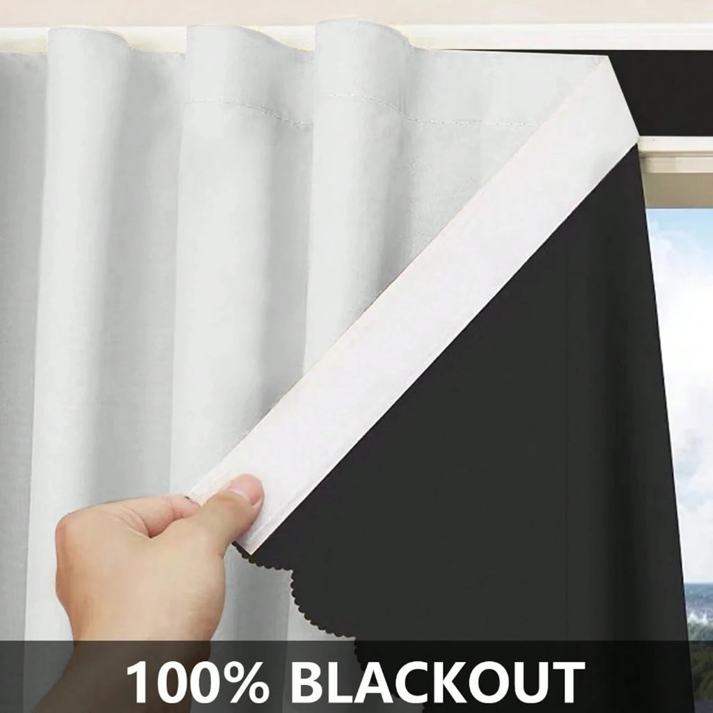 No-Drill Self-Adhesive 100% Blackout Curtains - White INS Style Cozy Decor
