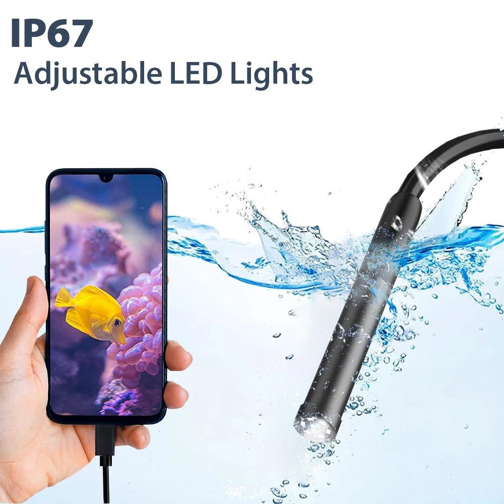 KERUI 2MP Industrial Endoscope Camera for iPhone - Single/Dual Lens Waterproof Inspection Borescope Type C
