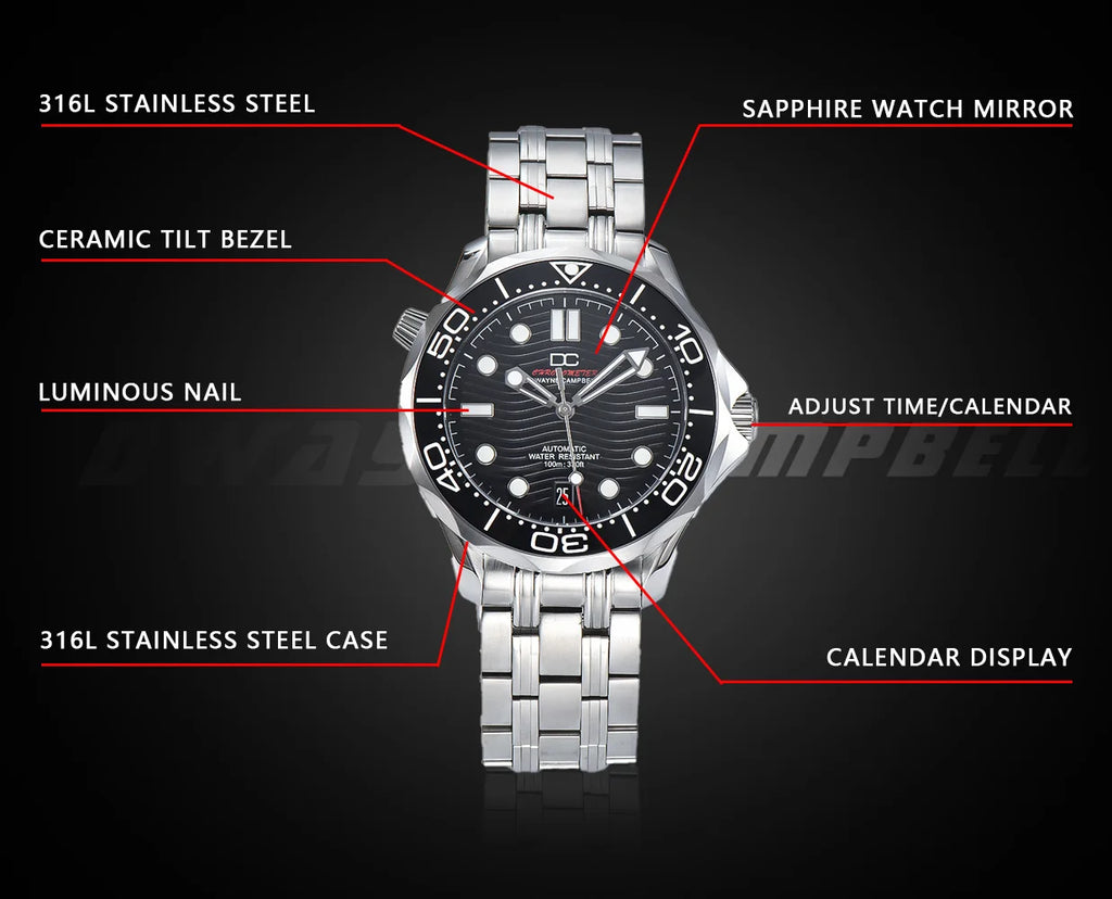 Vabena 42mm Automatic NH35 Men's Watch | Sapphire Crystal