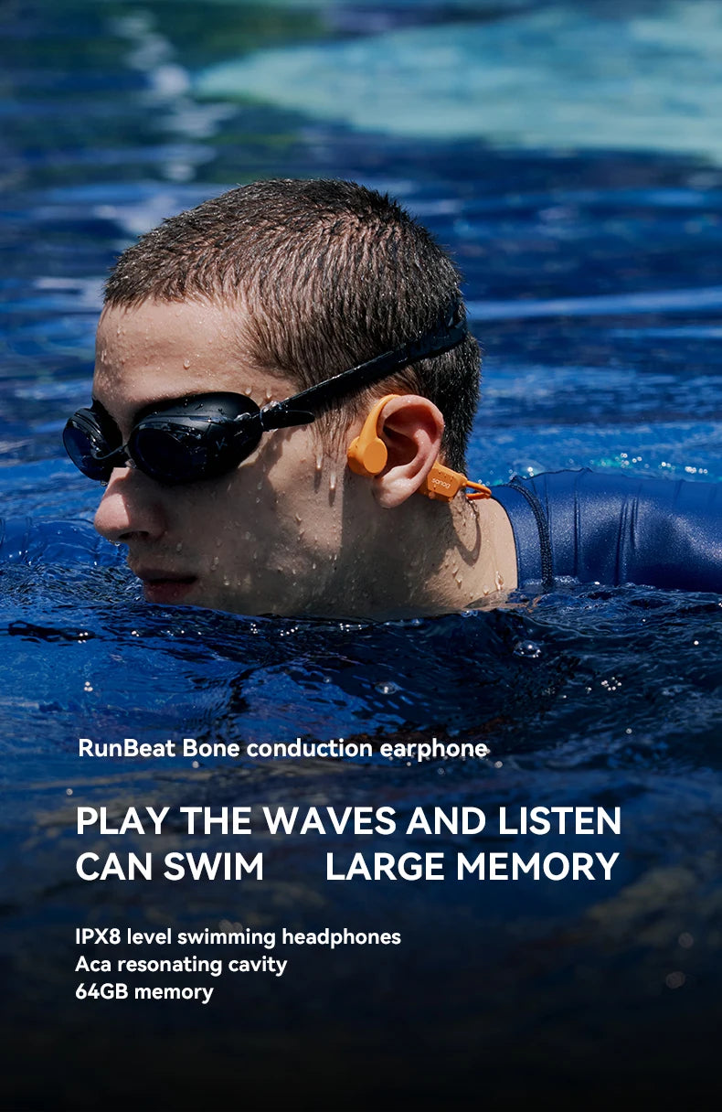 Sanag B60S Bone Conduction Swimming Headphones IPX8 Bluetooth MP3