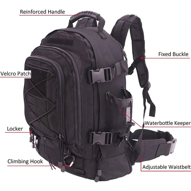 60L Heavy-Duty Tactical Assault Rucksack - Durable Gear for Extreme Conditions