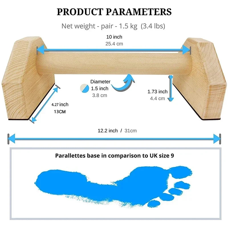 Wooden Push-Up Stands & Parallettes | Non-Slip Home Fitness Equipment