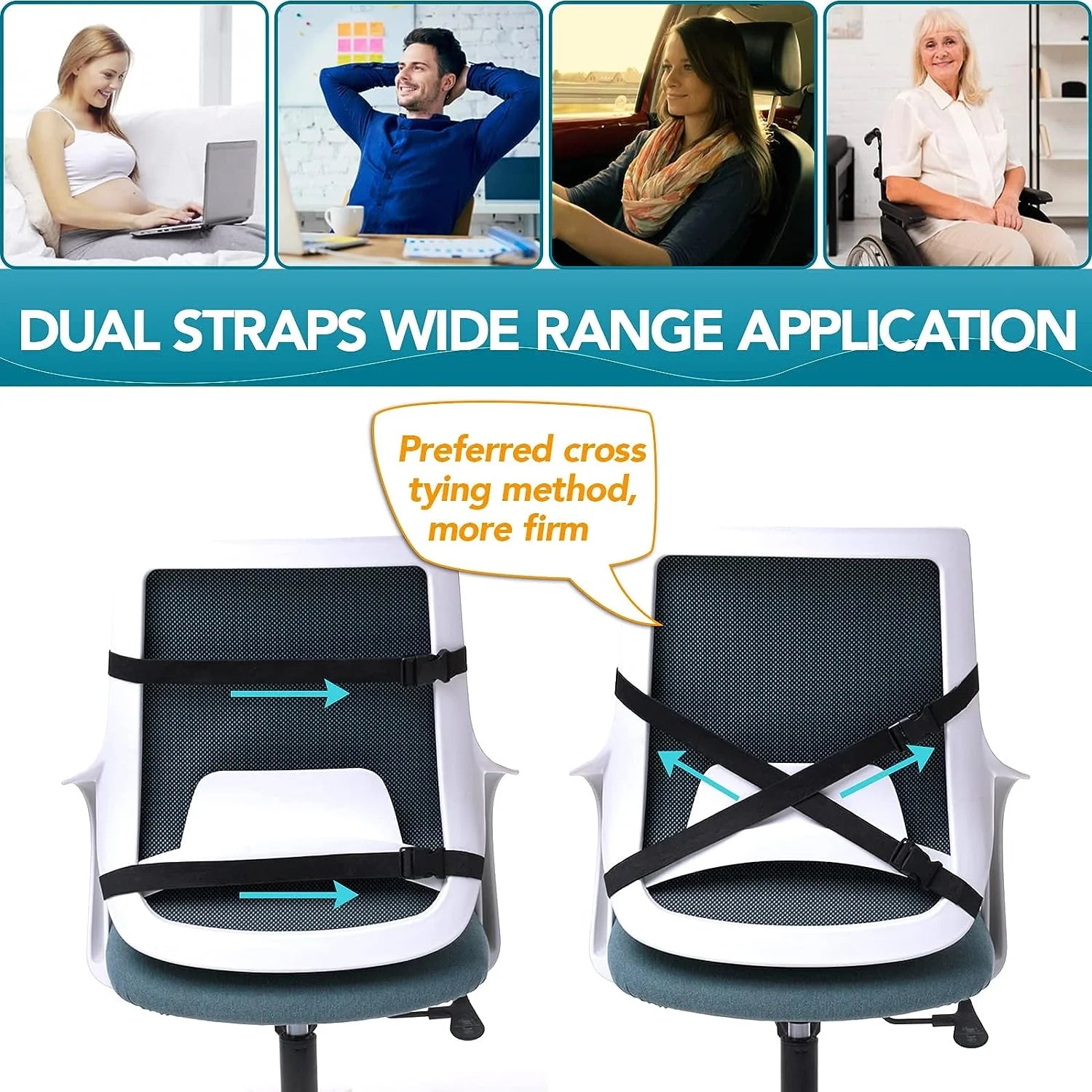 Non-Slip Memory Foam Lumbar Support Pillow | Back Pain Relief for Car, Office, Home