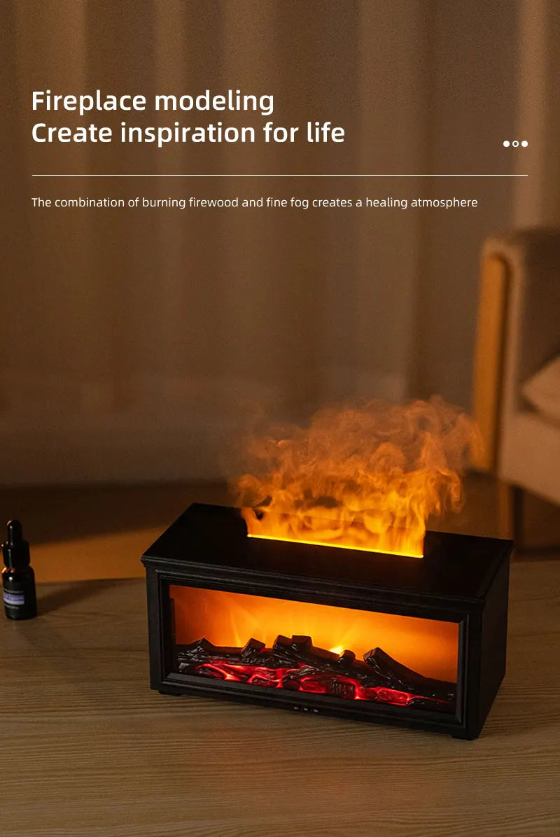 7-Color Mini Flame Diffuser & Humidifier | Essential Oil Fireplace Effect