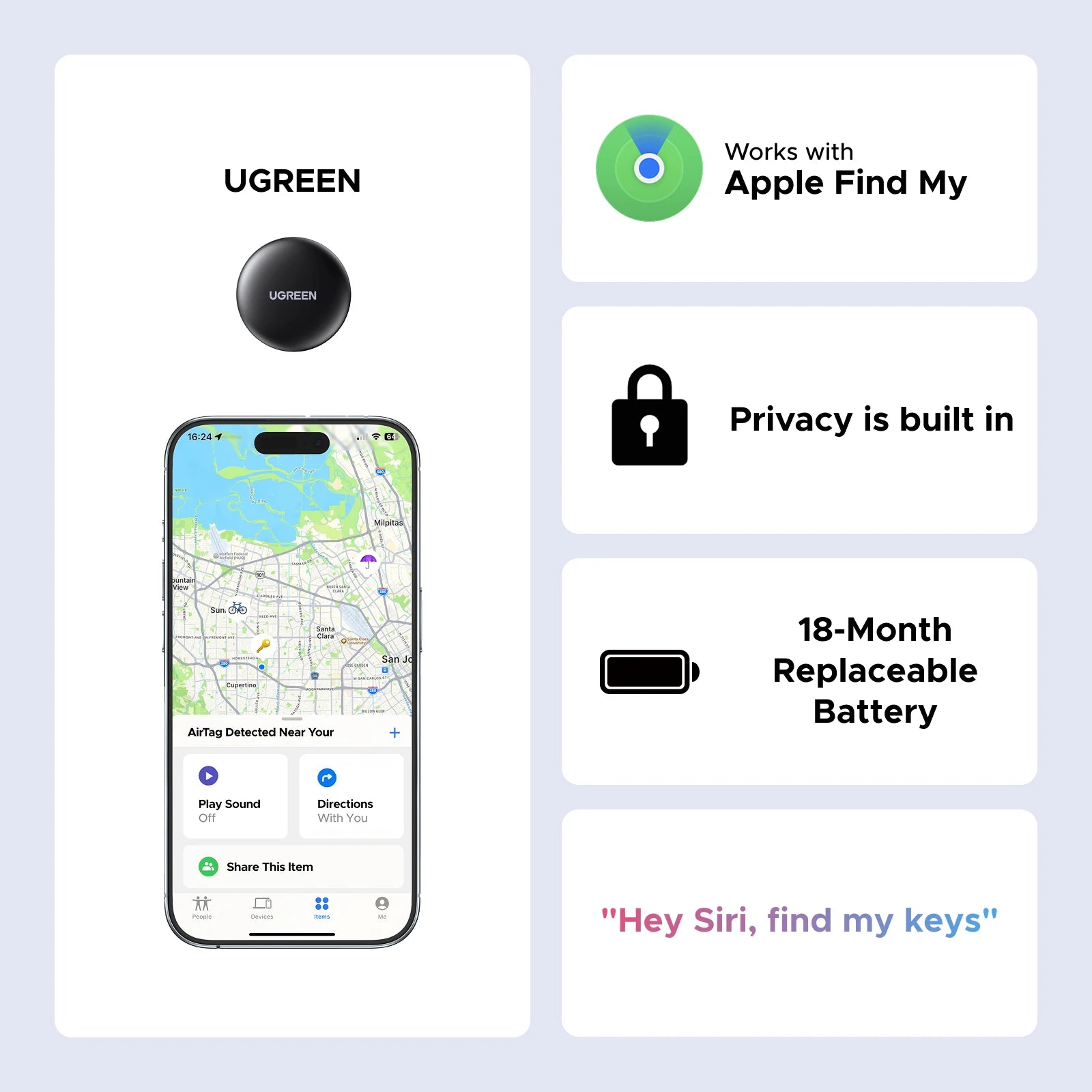 UGREEN Finder Smart Tag with Apple Find My for iOS Devices
