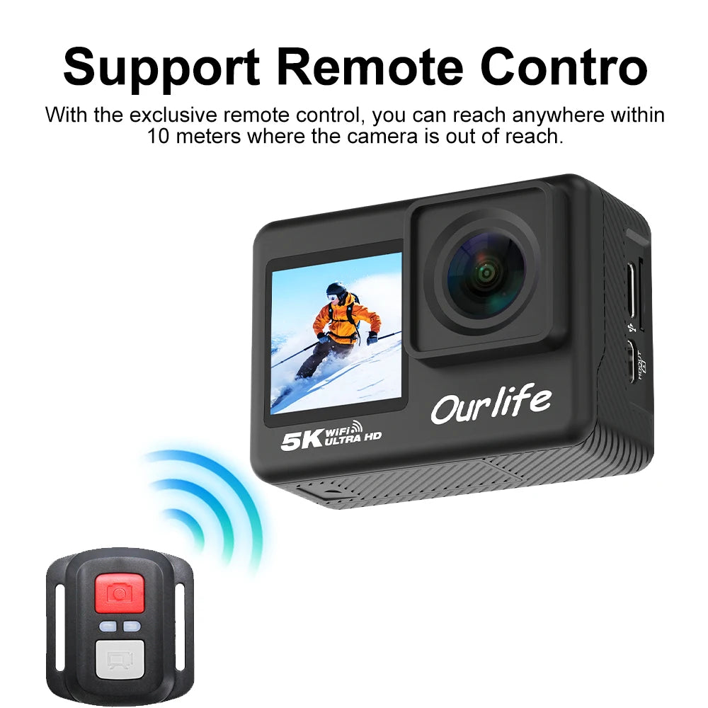 Ourlife 4K Action Camera - Waterproof, WiFi, Touch LCD | Capture Your Adventures