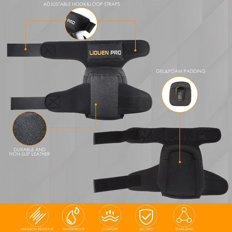 Flooring Knee Pads - Extra-Wide Gel & Foam Cushion, Anti-Slip