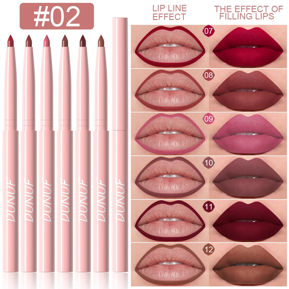 6pcs Long-Lasting Waterproof Lip Liner Pen & Gloss Set - Beauty Makeup