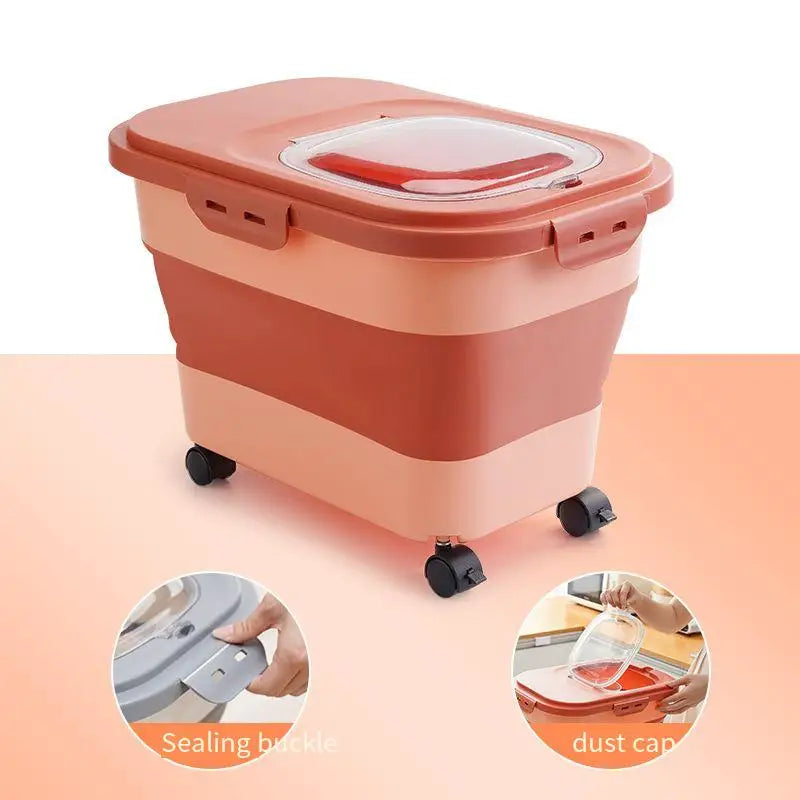 Airtight Collapsible Pet Food Storage Container - 13/33LB Dry Dog Cat Food Box