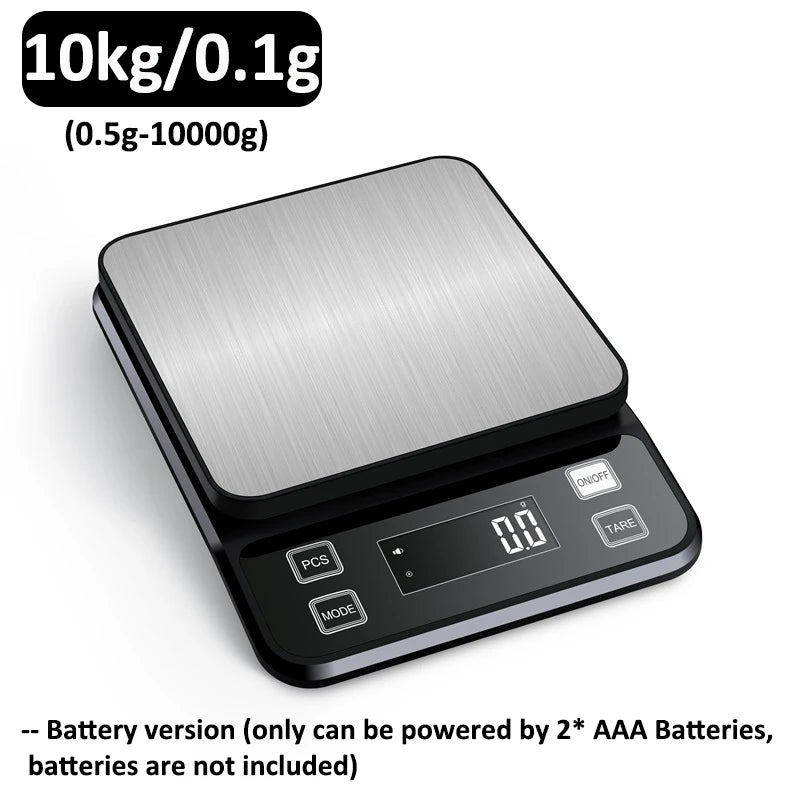 Digital Waterproof Stainless Steel Kitchen Scale - 3/5/10kg, 0.1g Precision