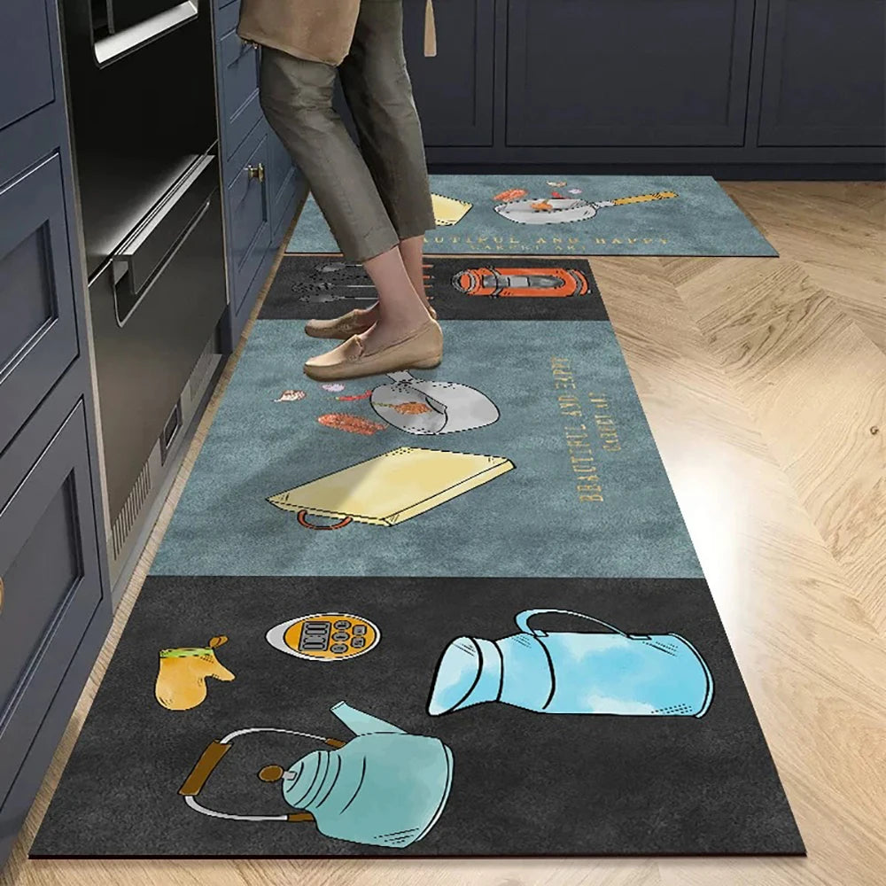Non-Slip Crystal Velvet Kitchen Mat & Rugs for Living Room, Bedroom & Entryway