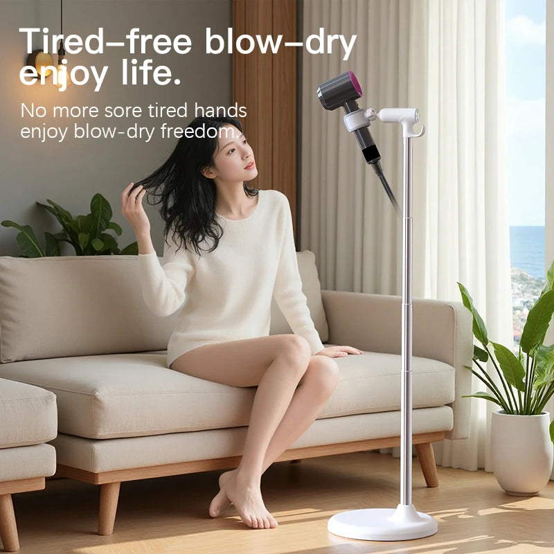 Floor-Standing Hair Dryer Stand - Adjustable, Hands-Free Convenience for Bathrooms