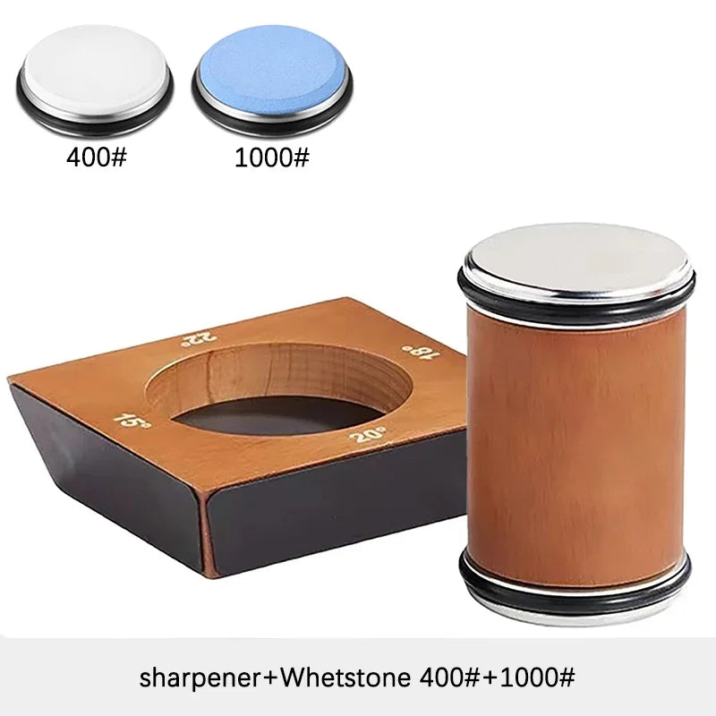 Vabena Wooden 4-Angle Rolling Knife Sharpener Kit with Diamond Stones