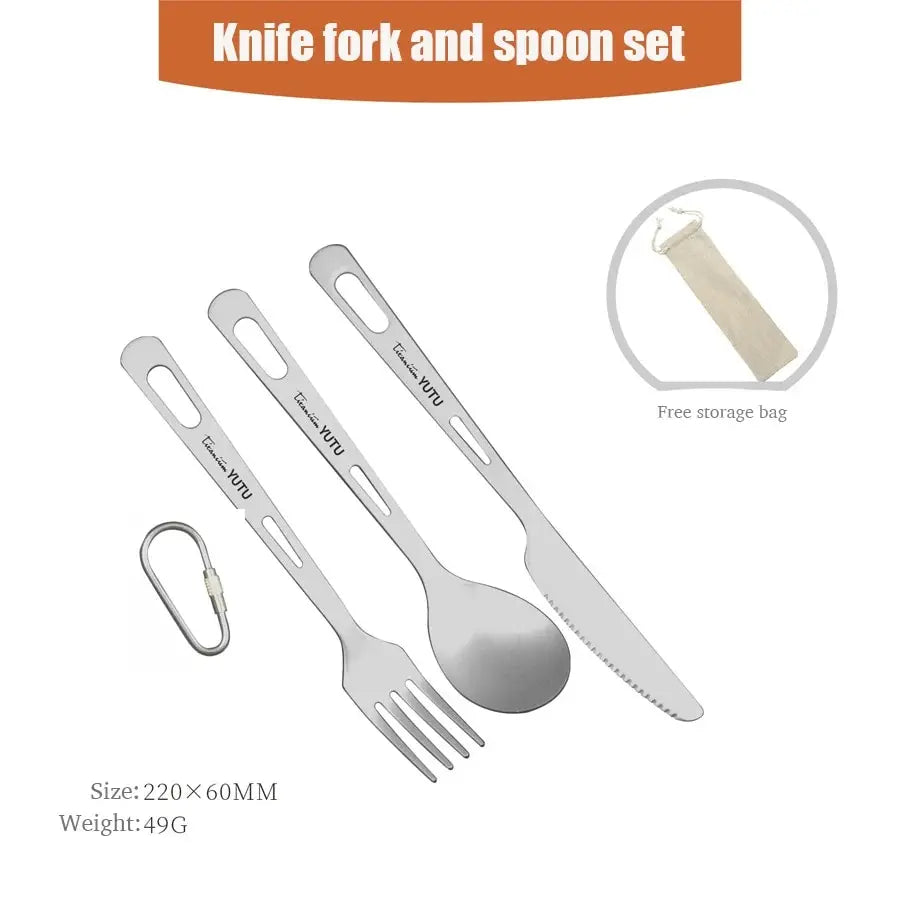 Premium Titanium Portable Cutlery Set - Lightweight Travel Tableware