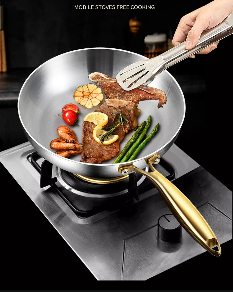 316 Stainless Steel Nonstick Frying Wok Pan - Induction & Gas Stove Ready Cookware
