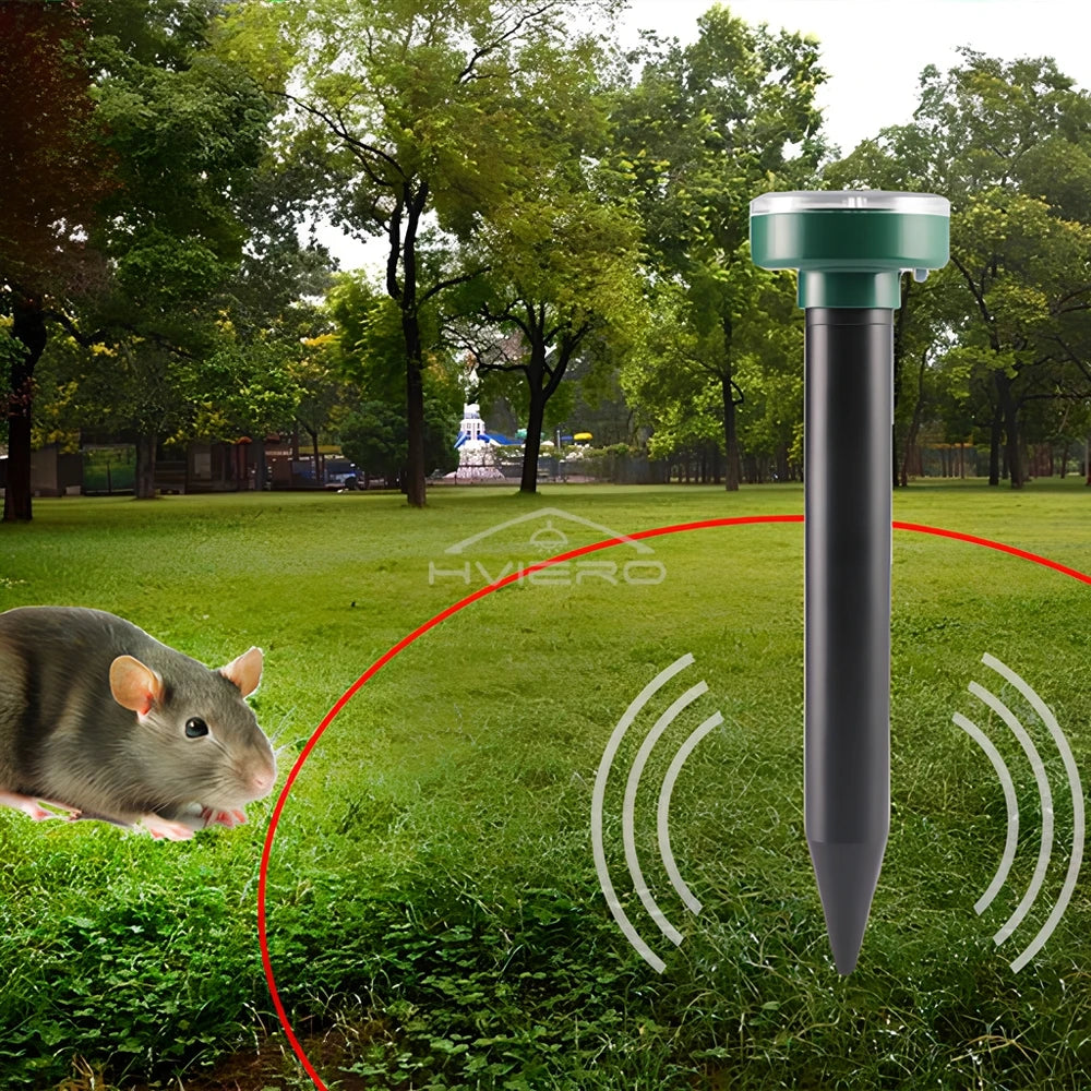 Solar Ultrasonic Rodent Pest Repeller Outdoor Garden Yard Mole Mouse Deterrent
