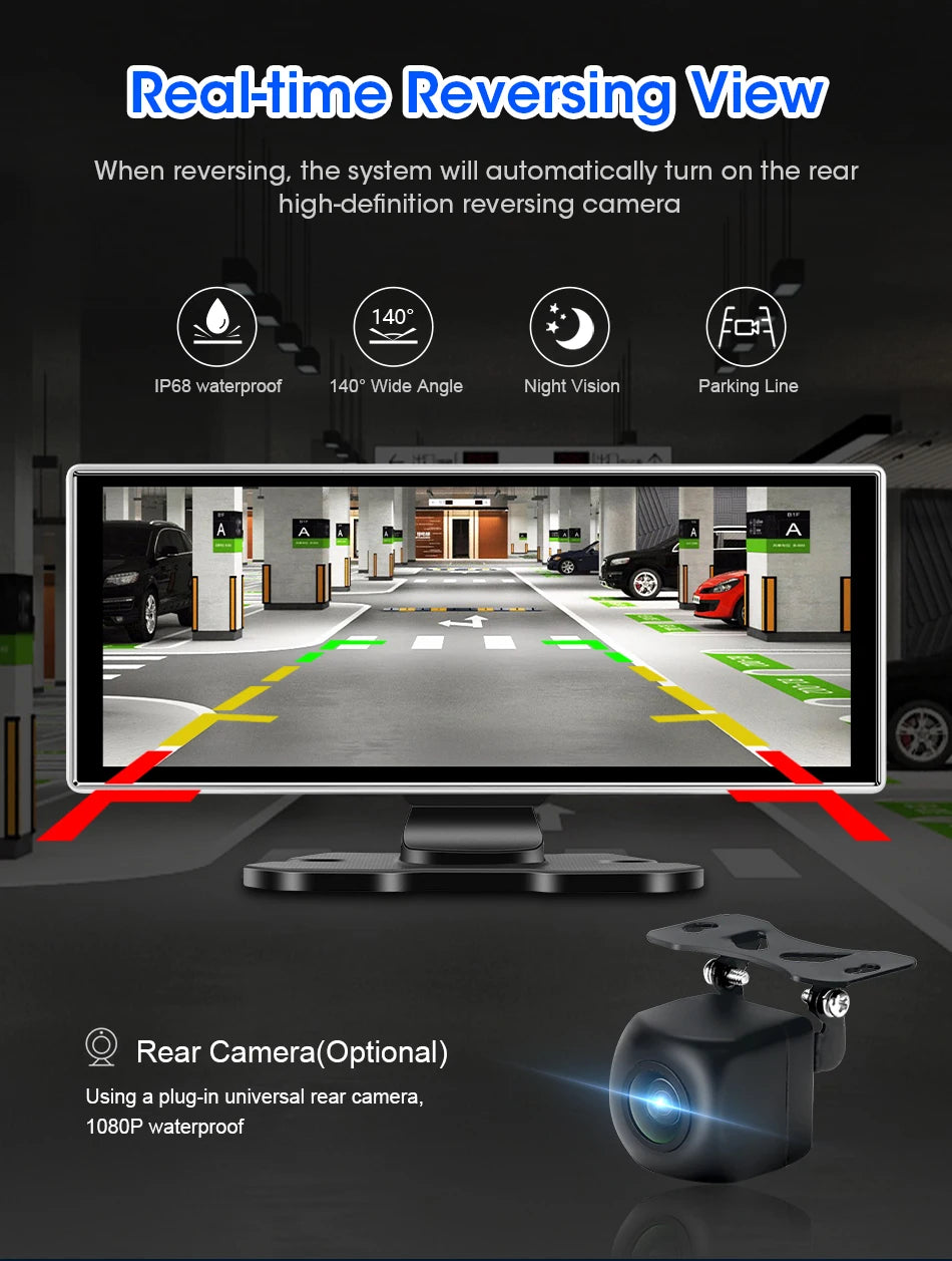 10/11.26" 4K Dash Cam with Wireless Carplay & Android Auto | GPS | Dual Lens