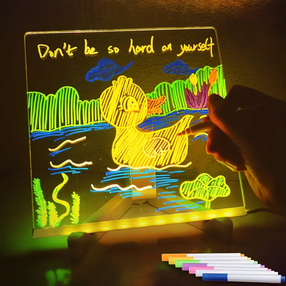 LED Note Board & Night Light | RGB Erasable Drawing Board for Kids