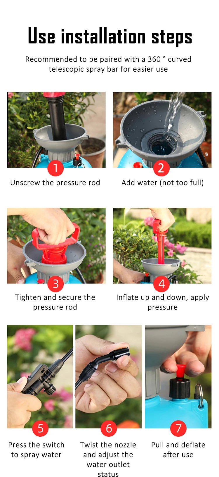 DELIXI ELECTRIC 3/5/8L Garden Sprayer - Multi-Purpose Pressure Pump for Lawn & Garden