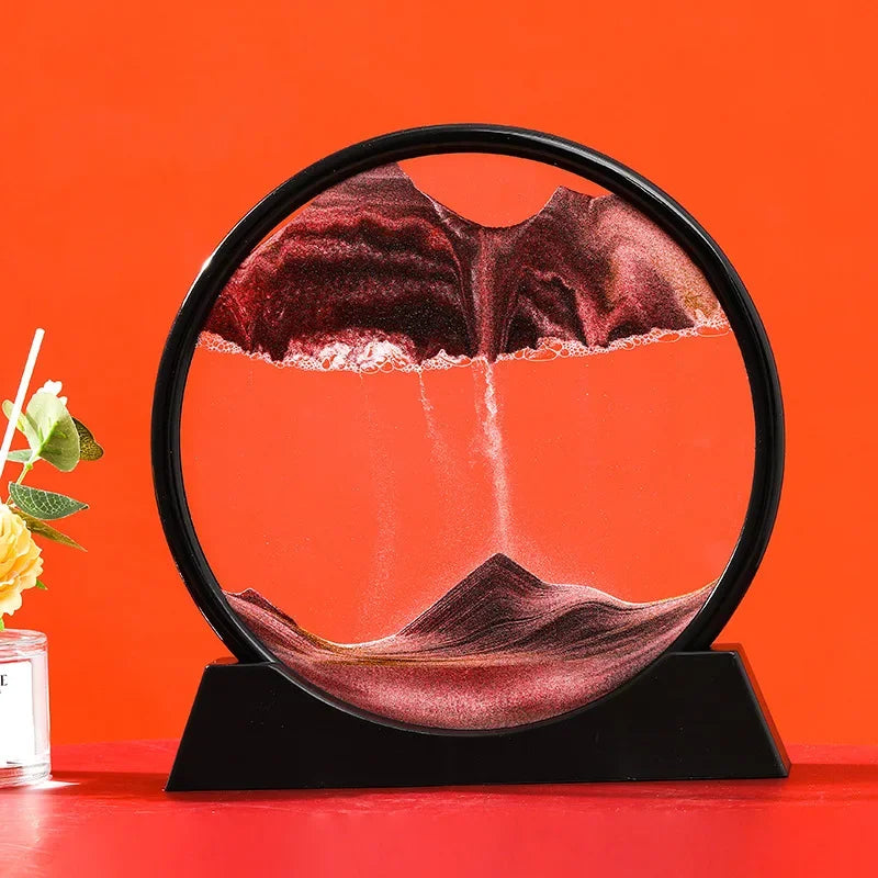 3D Moving Sand Art Deep Sea Sandscape | Round Glass Desk Decor & Gift