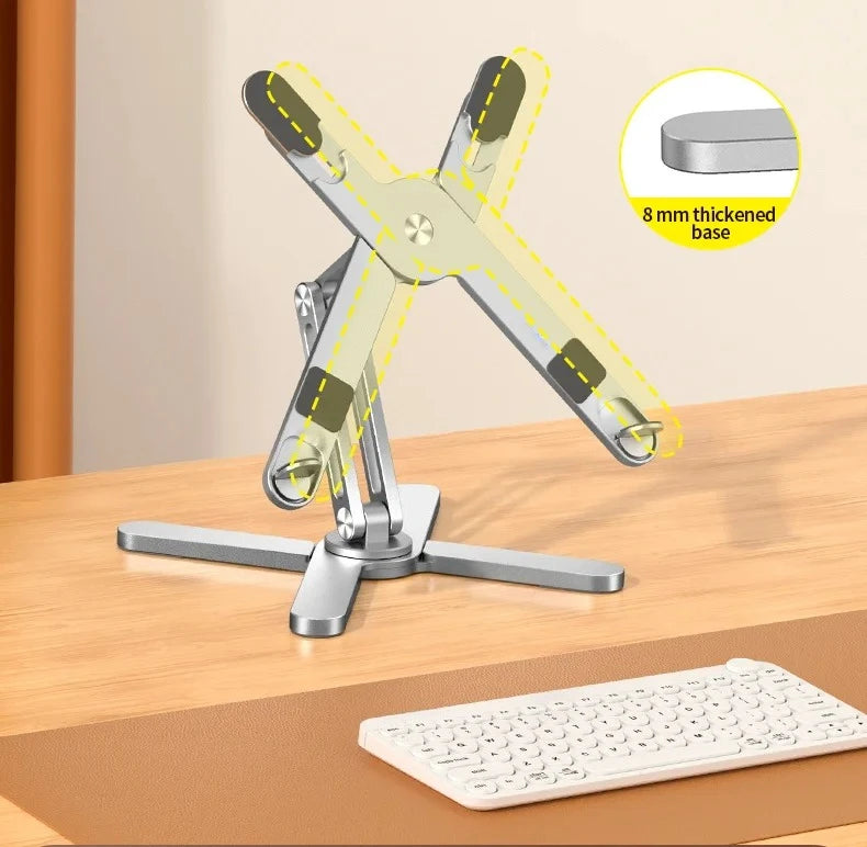 XIKCU Foldable Laptop Stand - 360° Rotating Aluminum Notebook Table