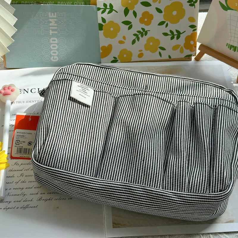 Large Capacity Canvas Pencil Case - Multi-Layer Storage for High School Students