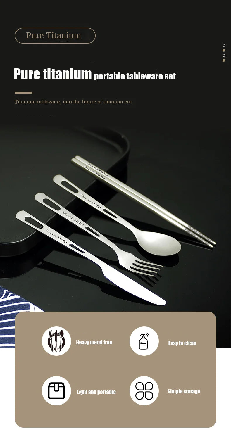 Titanium Tableware Set - Outdoor Camping Travel Utensil Kit