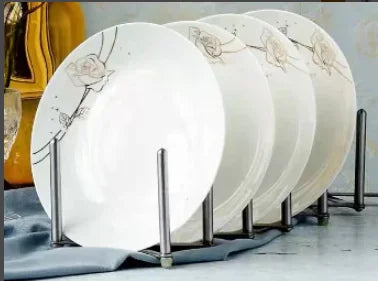 Vabena Gold Rose Bone China Dinner Plates Set - 8-Inch Elegant Tableware