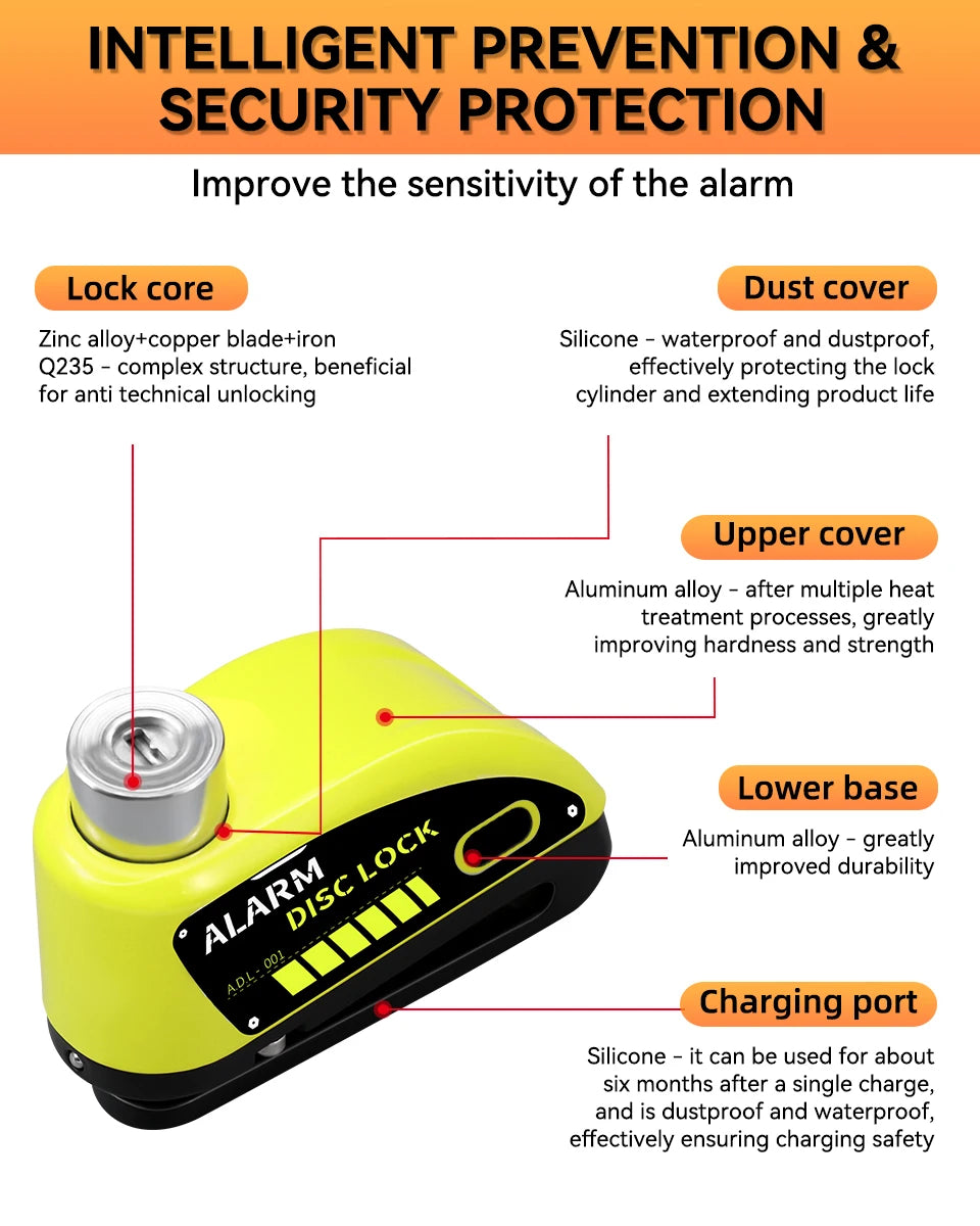 Extractme 120dB Motorcycle Alarm Disc Lock - Anti-Theft Security
