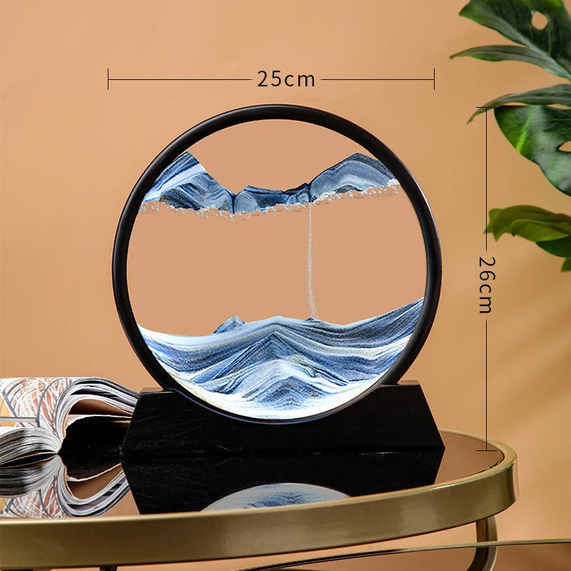 3D Moving Sand Art Deep Sea Sandscape | Round Glass Desk Decor & Gift