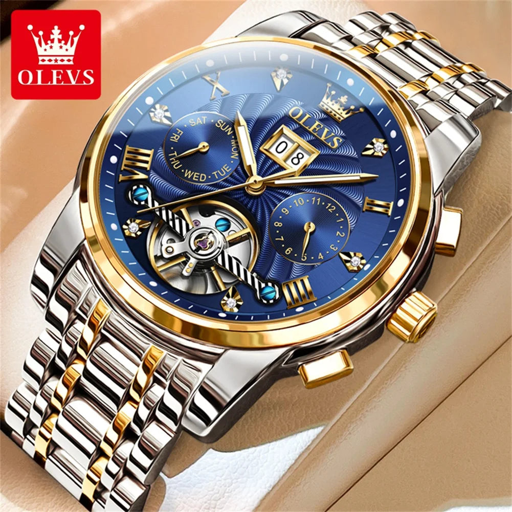 OLEVS Classic Men's Tourbillon Automatic Multi-function High-End Watch