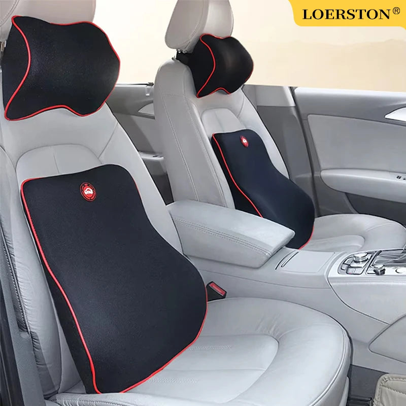Memory Foam Car Seat Pillow Set - Neck, Lumbar & Headrest Support