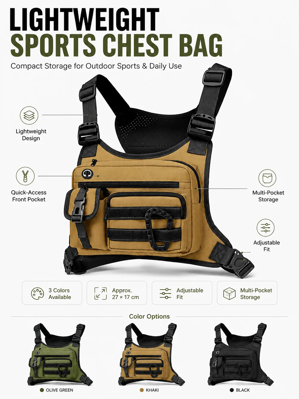 Men's Tactical EDC Anti-Theft Waterproof Chest Sling Bag | Vabena