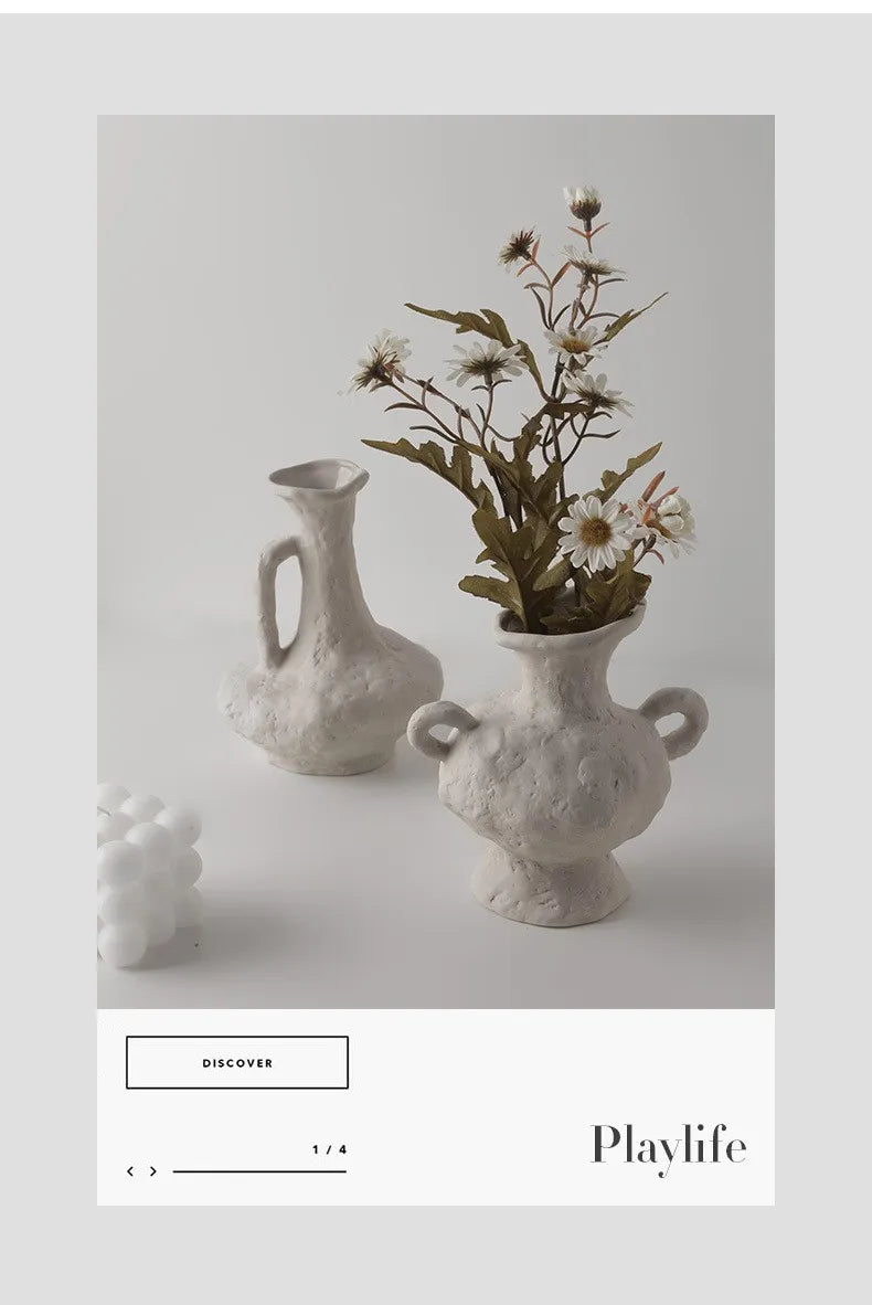 Nordic Ceramic Hydroponic Flower Pot Vase - White Table & Bathroom Decor