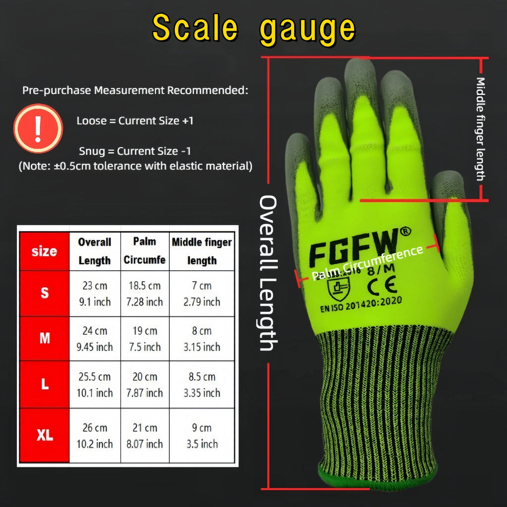 10 Pairs Military-Grade Level C Cut Resistant Gloves EN388 Certified for Industrial Use