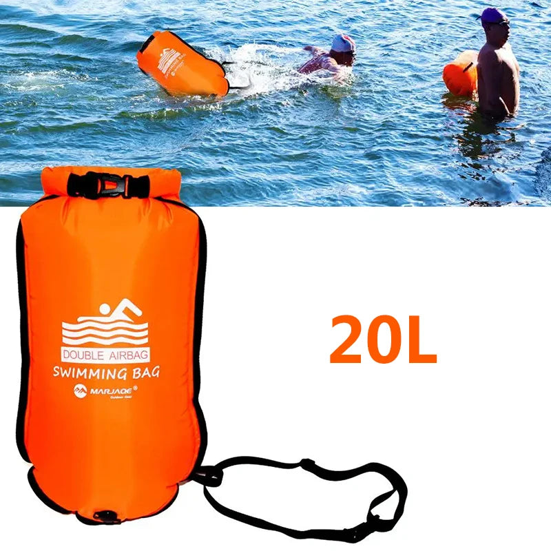 20L Inflatable Open Water Swim Buoy Tow Bag with Double Airbags – Safety & Storage